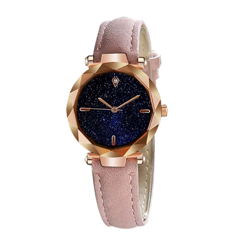 Популярные звездное небо женские часы Роскошные Стразы брендовые часы кожаный ремешок кварцевые платье наручные часы женские часы подарок Relogio# W