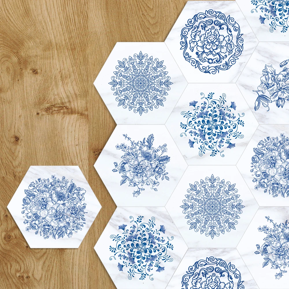 Buy Funlife Floor Stickers Blue White Porcelain Marble