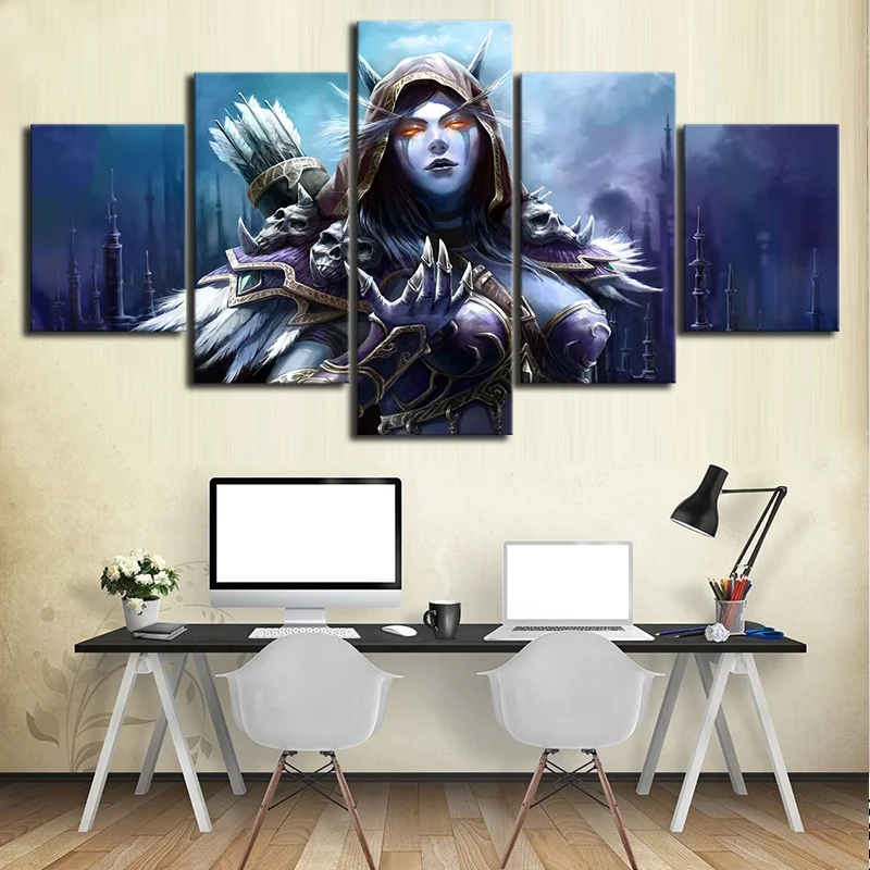Современные HD печатные Sylvanas Windrunner игры рисунок картинки 5 панель настенное