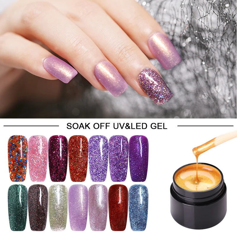 LEMOOC 5 مللي بريق لامع الأشعة فوق البنفسجية هلام جديد 2019 مسمار الفن نصائح 180 الألوان الأشعة فوق البنفسجية الصمام نقع معطلة جل UV ورنيش جيل للأظاف...