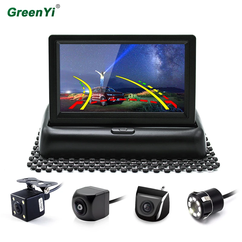 

GreenYi 4.3-inch Vehicle Folding Foldable Monitor with optional reversing camera, dynamic tracking and starlight night vision