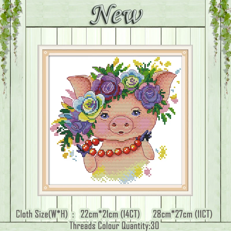 

Pretty pig cartoon animal diy paintings counted printed on the canvas DMC 11CT 14CT kits Cross Stitch embroidery needlework Sets