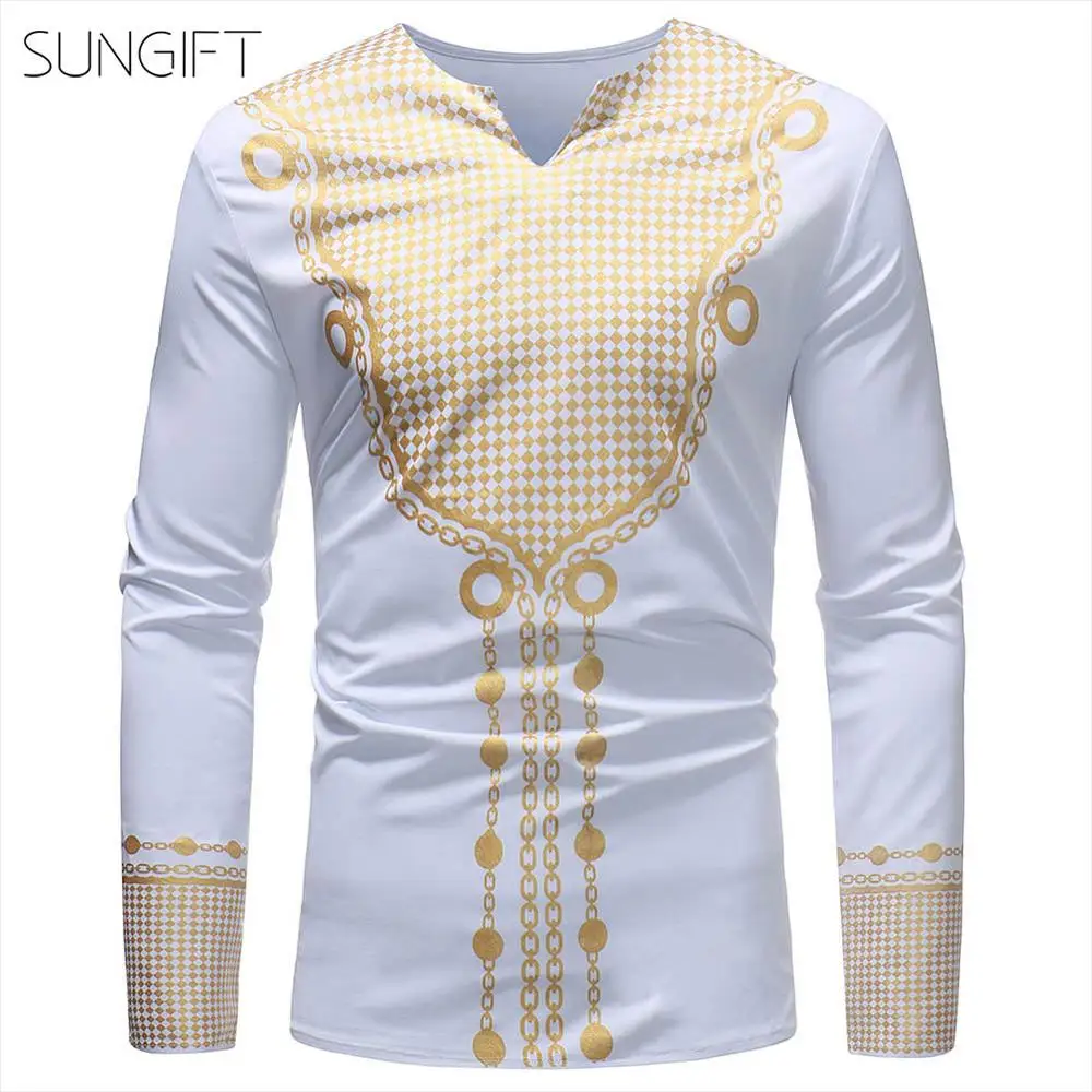 SUNGIFT Африканский Традиционный Мужской Топ Дашики с длинным рукавом афро стиль