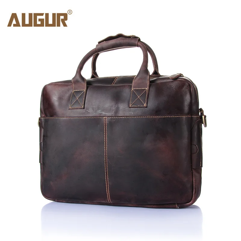 

AUGUR Retro Genuine Leather High Quality Bag Brand Crazy Horse Men Handbags Men Buiniess Travel Shoulder Bags