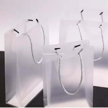 

500pcs Wedding Party Favors Bag PP Plastic Gift Packaging Bags With Handle Clear Handbag Free Shipping