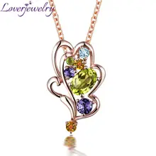 Модная красочная подвеска с кристаллами, 18 К, розовое золото, бриллиант, кулон из перидота, ожерелье для дочери, любящее ювелирное изделие, подарок WP089