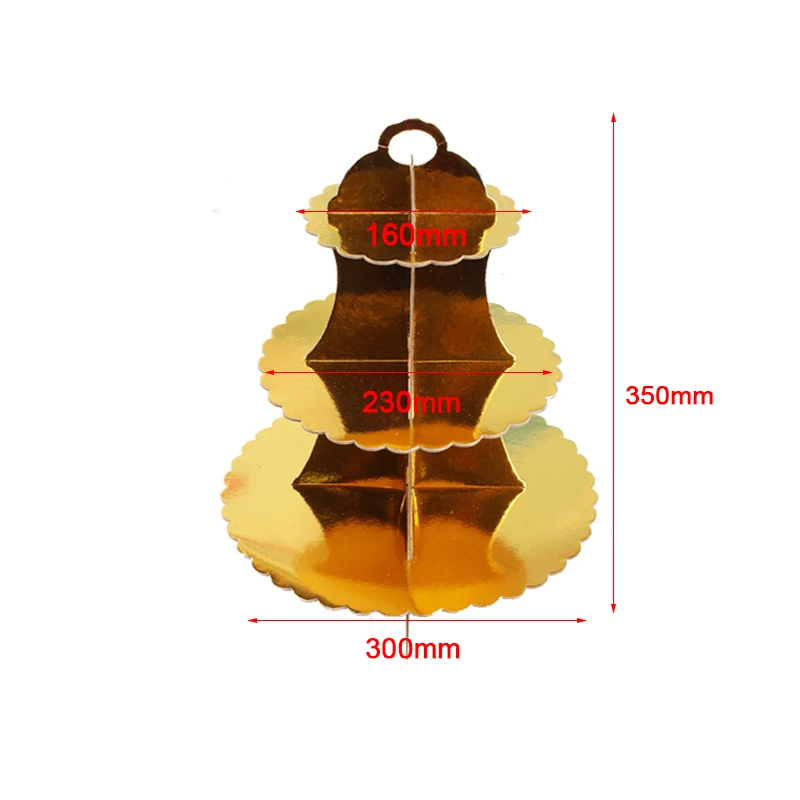 Hoomall 3-ярусный торт стенд и Фруктовая тарелка круглое пирожное-Корзиночка картонная Подставка для свадьбы для домашней вечеринки на день рождения инструменты для украшения торта - Цвет: Golden