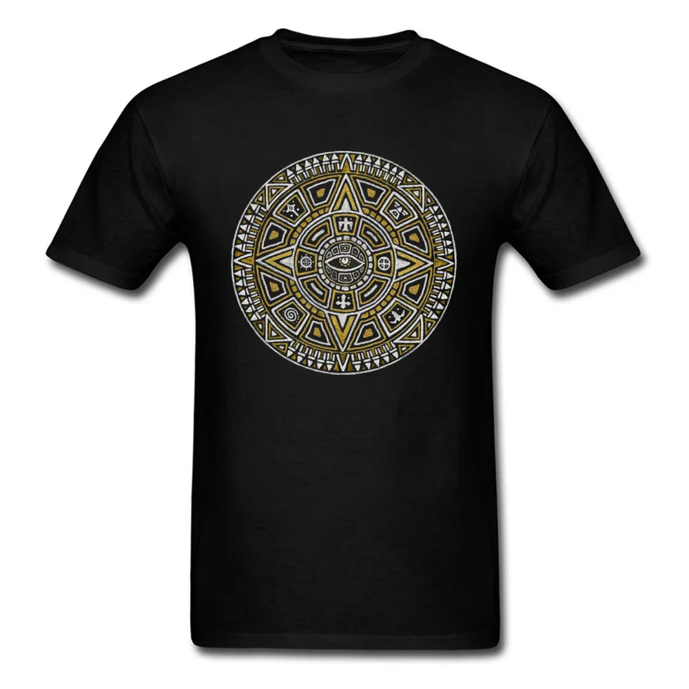 Mandala Men T Shirts Fashionable Street Tops & Tees Pure Cotton O-Neck Short Sleeve Gift Clothing Shirt Summer/Fall Mandala black