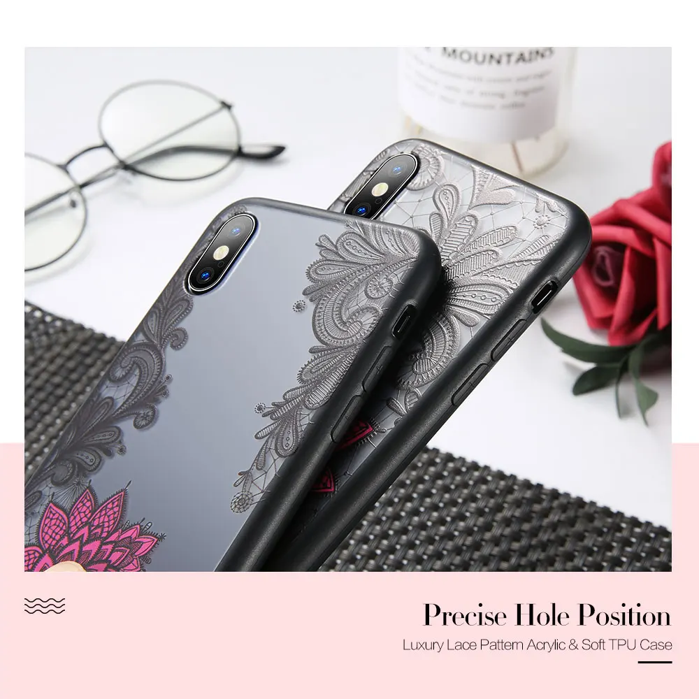 KISSCASE чехол для iPhone 7 8 6 S Plus 3D тиснением цвета: черный красный розовый цветок 5S 5 Se