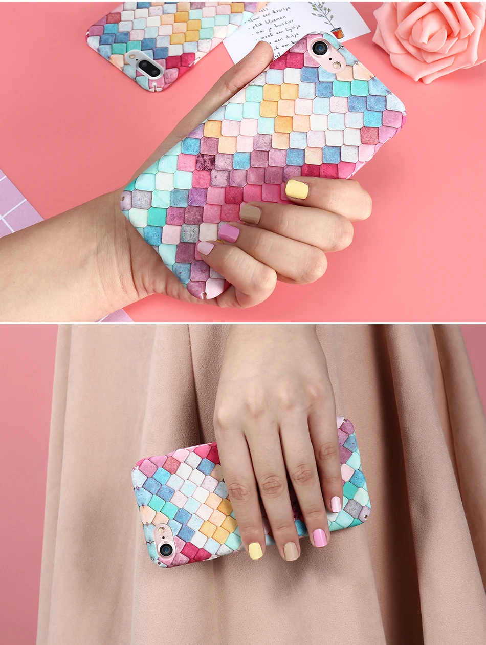 colorful grid scales phone case  (4)