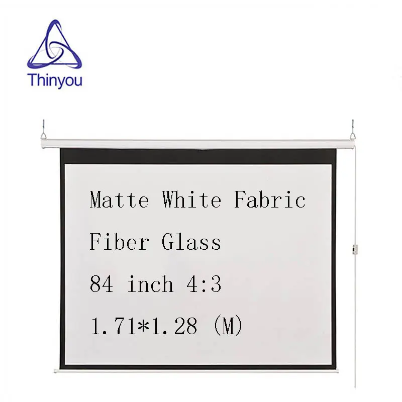 Thinyou 84 inch 4 3 Electric Screen With Remote Control Up Down Matte White Fabric Fiber