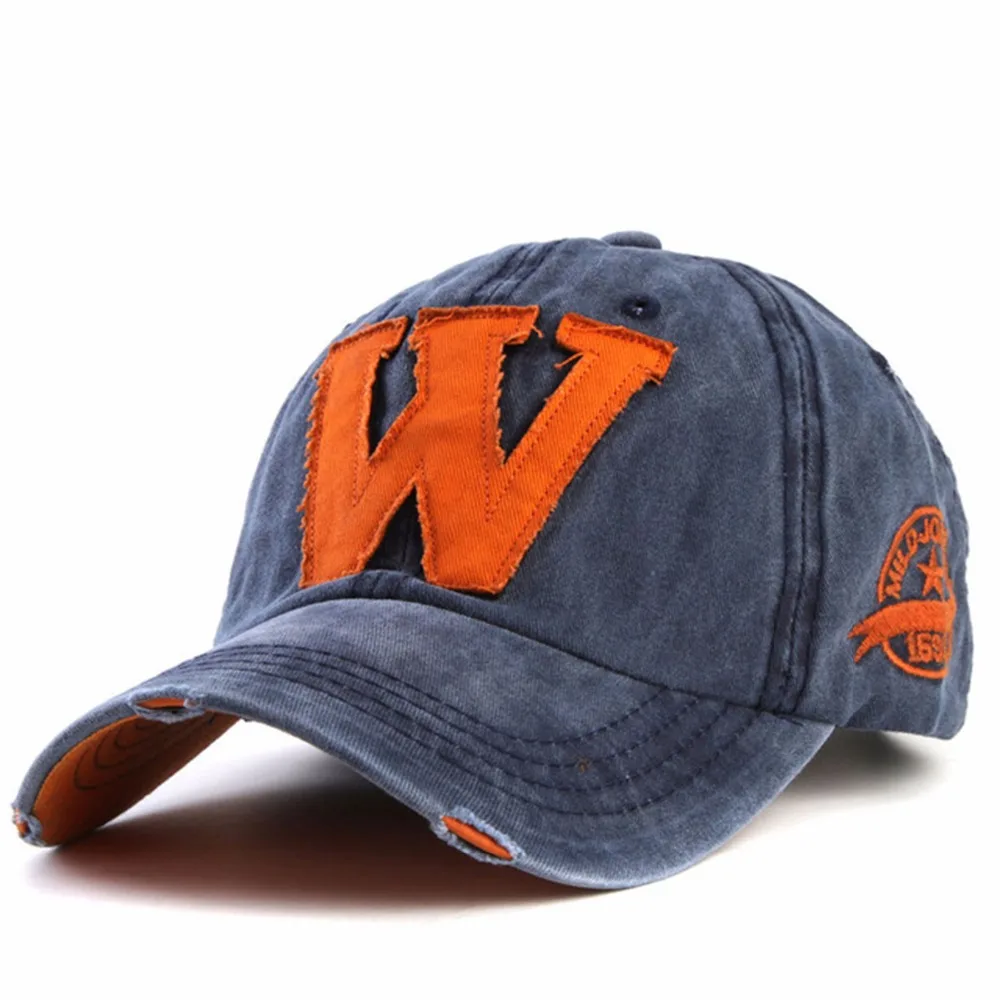 

New Denim Baseball Caps For Men Girls Street Fashion Embroidery Letter Big W Snapback Cap Young Style Summer Dad Hat