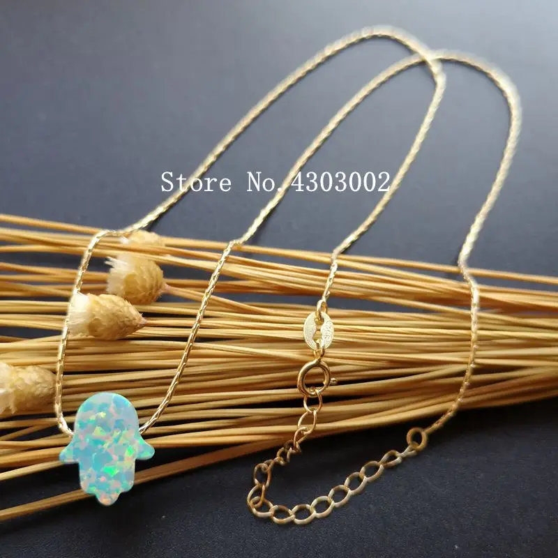 

Promotion! 11x13mm 925 Sterling Silver Hamsa & Hand Opal Necklace for Gift