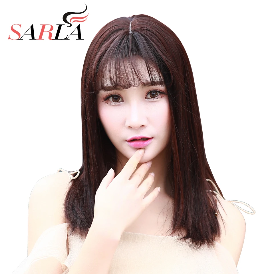 

Hair Topper Toupee Hairpiece For Women Clip In Bangs Extension Wig Synthetic Fiber Lady Fake Natural Invisiable Black Brown C8