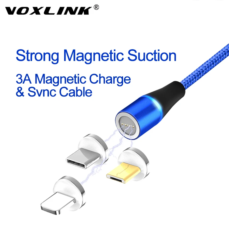 

Magnetic USB Cable VOXLINK 1M LED for iPhone Xs 6 7&USB TypeC Cable & Micro USB Nylon Braided for Samsung Xiaomi Huawei LG USB C