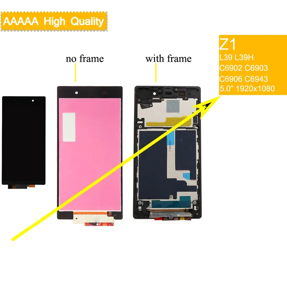

10PCS For SONY Xperia Z1 lcd Display Touch Screen with Frame For SONY Xperia Z1 Display L39 L39H C6902 C6903 Z1 LCD ASSEMBLY