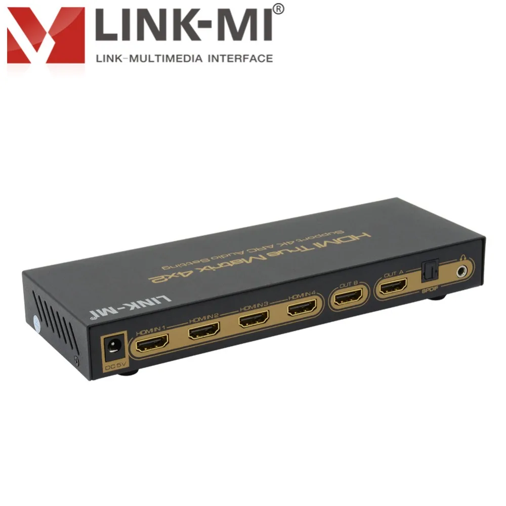 

LINK-MI Convenient SPDIF Audio 3.5mm HDMI Video Matrix 4x2 4Kx2K 3D Support ARC ADV/2.0CH/5.1CH audio mode TV audio to amplifier