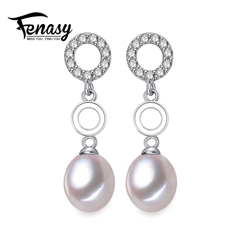 

FENASY Freshwater Drop Pearl Earring AliExpress 925-sterling-silver long Earrings Pearls Jewelry bohemia double round earrings