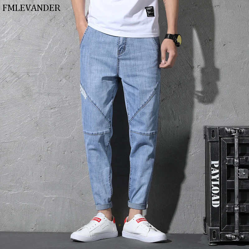 

High Quality Plus Size 44 46 Pure Blue Color Straight Denim Pants Male Brand XXXX Large Jeans Men