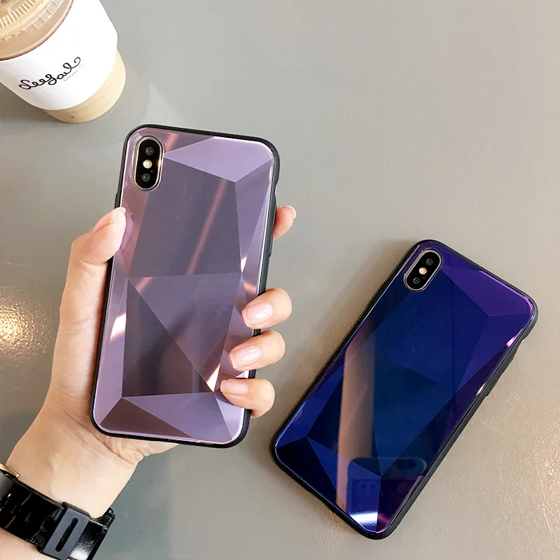 Простой парный 3d Алмазный зеркальный однотонный чехол для телефона IPhone X Xs Max Xr 10 8 7 6 6s Plus Мягкий силиконовый чехол Fundas