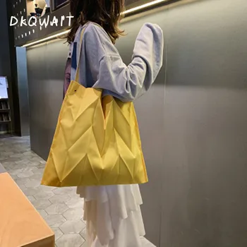 

NEW Pleated Shoulder Bag Large Capacity Shopping Bag For Women Female Causal Chic Tote Bag Japanese Style Beach Bag