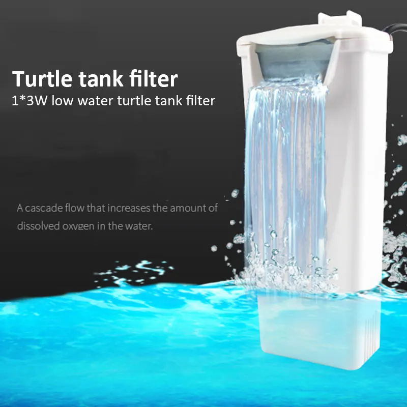 Аквариумный фильтр с низким уровнем воды, фильтры для аквариума, портативный фильтр-водопад, фильтр для черепахи, эффективный аквариум 3W