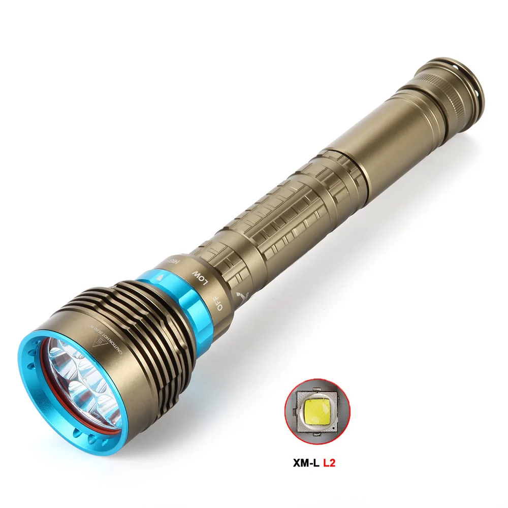 7x XM-L L2 LED 30000Lm للماء الغوص تحت الماء للماء الغواصة ضوء مصباح المصباح الشعلة