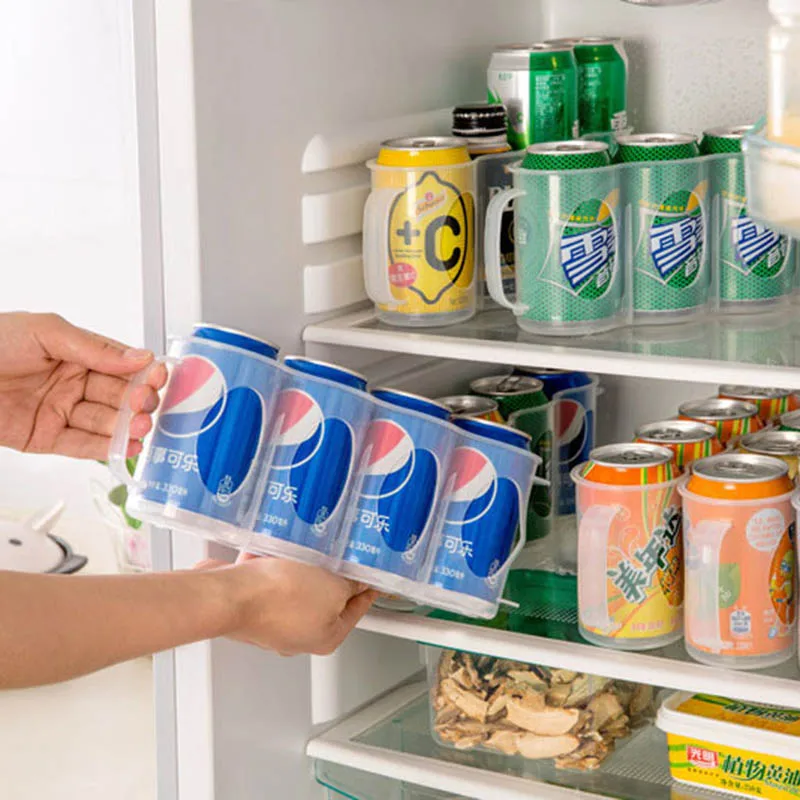 

Plastic Space-saving Beer Soda Can Holder Storage Shelf Rack Kitchen Refrigerator Cans Bottle Racks Organizer Fridge Accessories