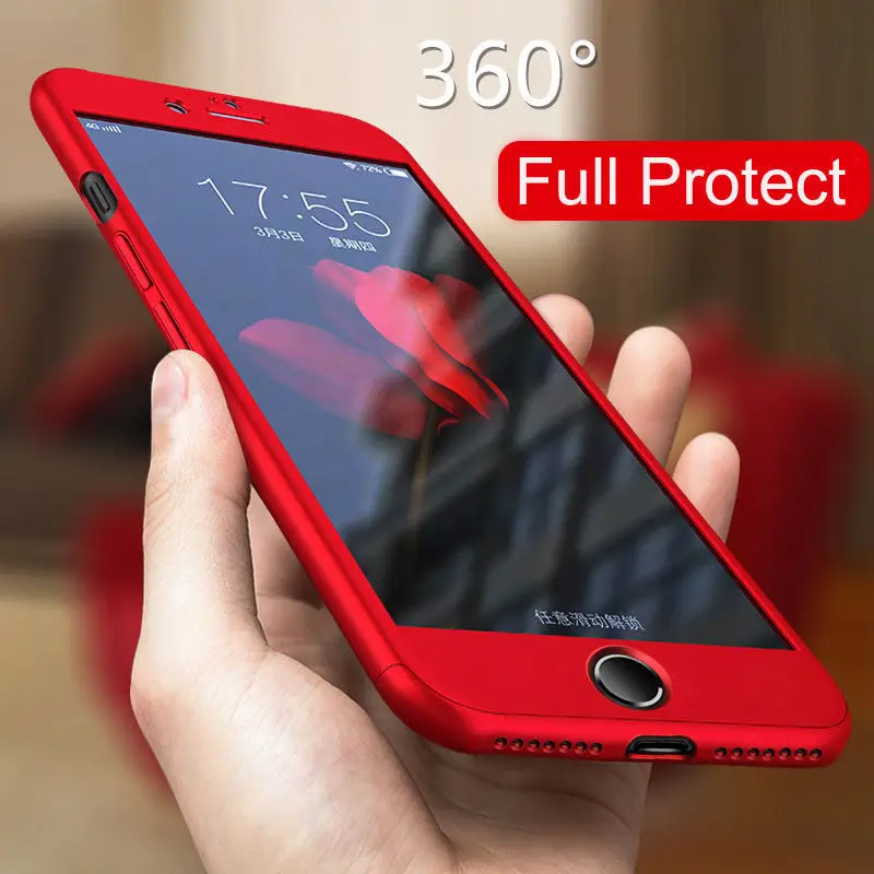 

360 Full Protective Phone Case For iPhone 6 6s Plus 7 8 Plus 5 5S SE X 10 Full Cover Case For iPhone XR Xs Max X Case With Glass