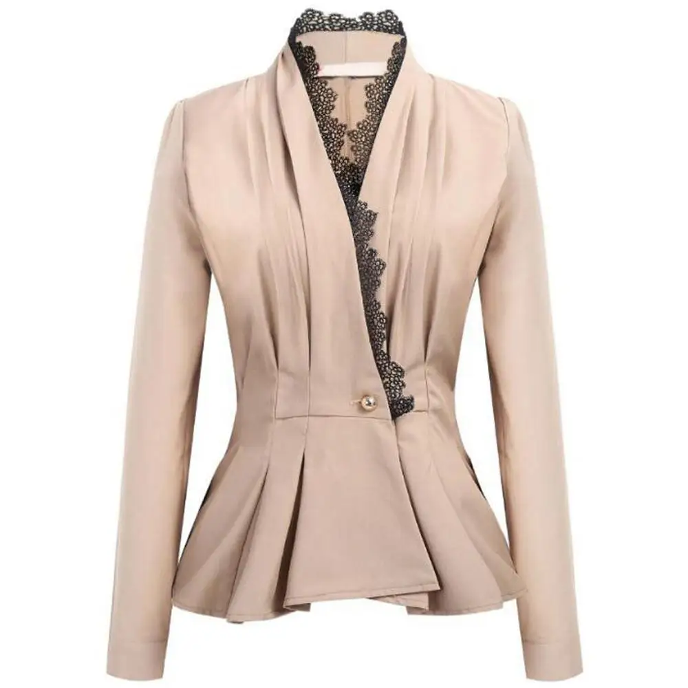 

Fashion Women OL Style Long Sleeve Lace Patchwork Blazer Elegant Slim Suit Coat Thin Slim Office Lady Cardigan Outwear Tops L22#