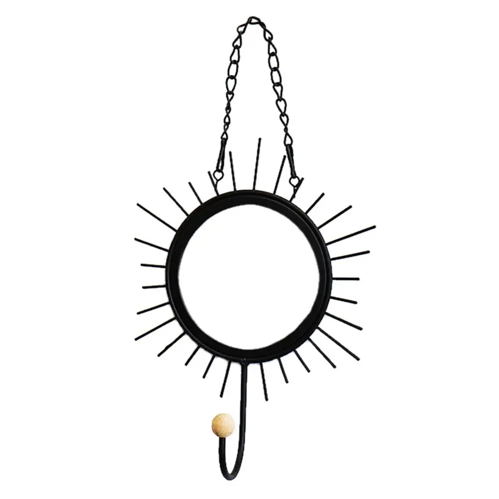 В скандинавском стиле кованого железа крюк зеркало ручной работы изделия из металла простые современные настенные гобелены украшения гостиной практичный подвесной - Цвет: black sun