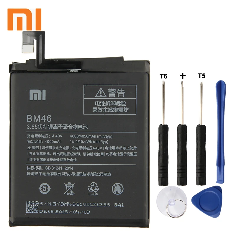 

Xiao Mi Xiaomi Mi BM46 Original Phone Battery For Xiaomi Redmi Note3 Pro Hongmi Note 3 Redrice Note 3 4050mAh Battery +Tool