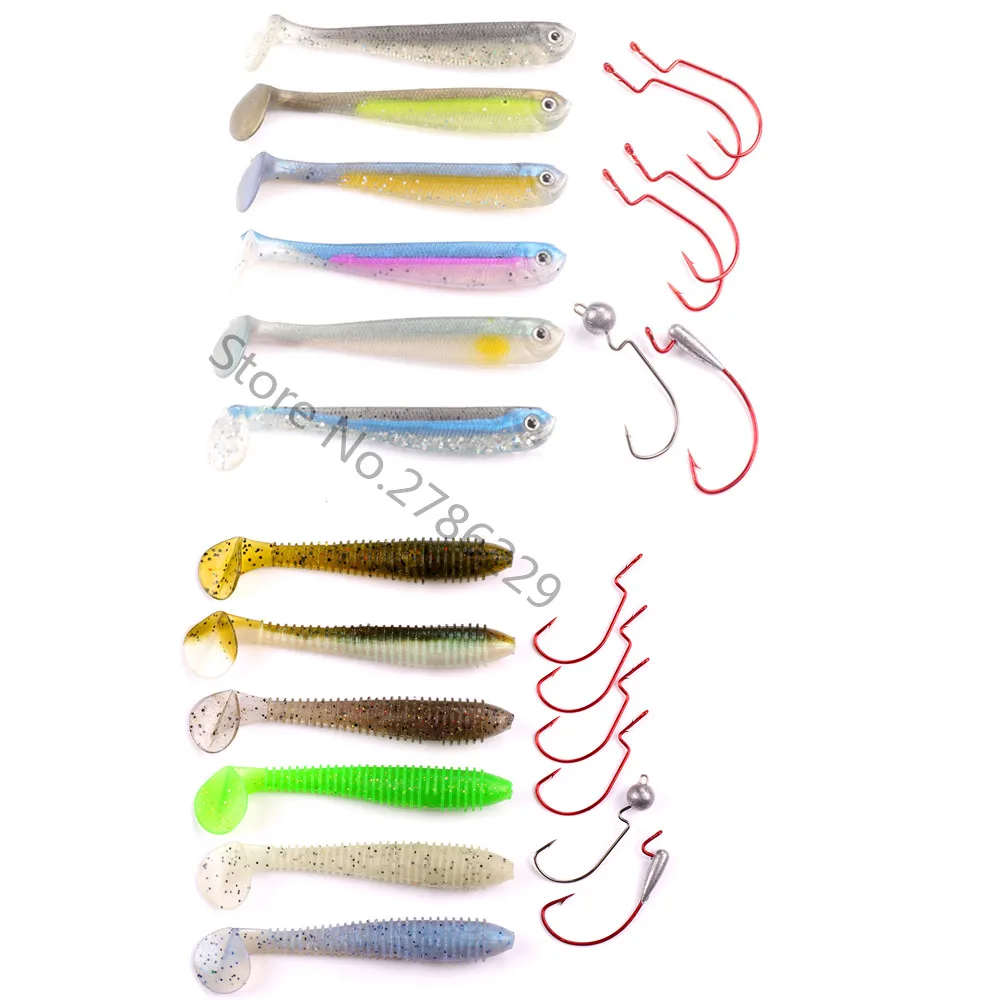 24 шт./лот Thorn Pro мягкие пластиковые приманки вибрирующий хвост Minnow Jighead крючок под