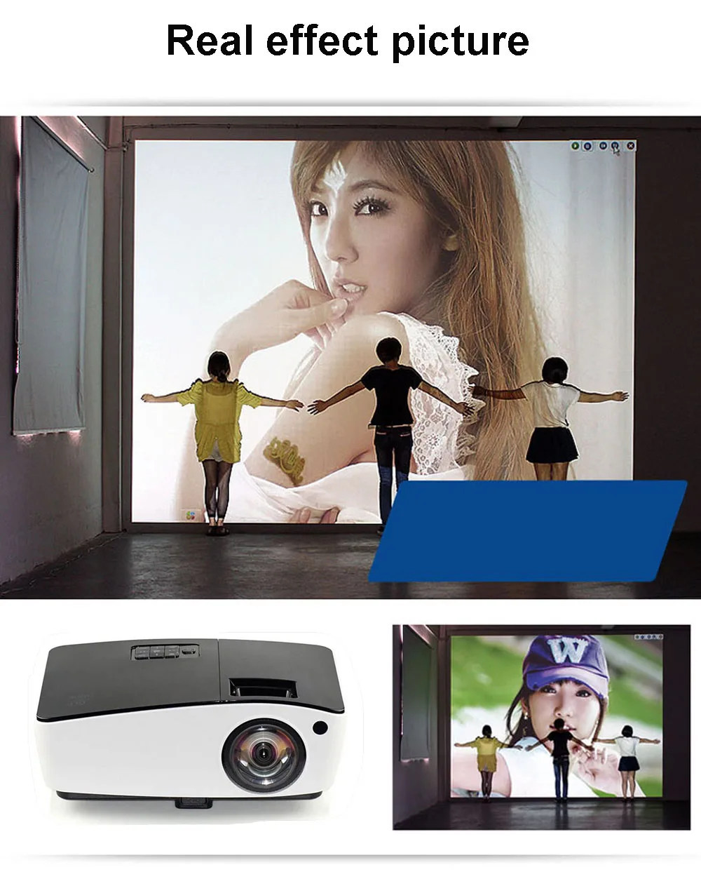 WZATCO Short throw Projector Daylight HD-In Home Theater 1080p full HD 3D DLP Projector Proyector beamer for church hall hotel small projector