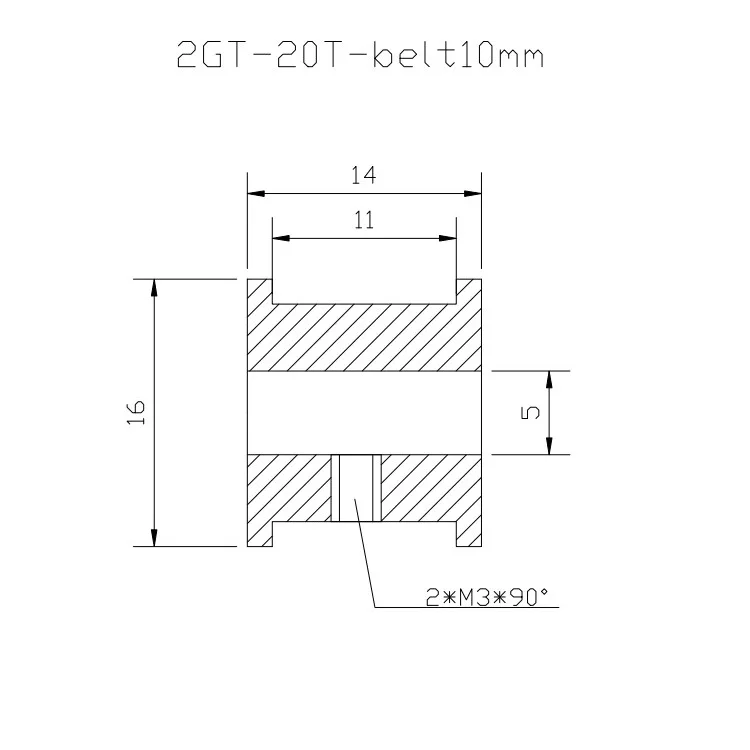 Высокое качество 2GT 20 зубьев шкив GT2 диаметр 5 мм для ширины 10 мм ремень ГРМ(2GT 20 зубьев