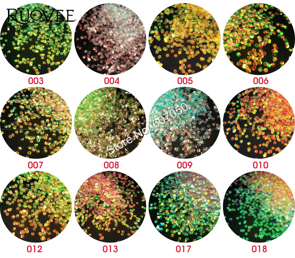 

12 Iridescent Colors Shifting 2MM Fish Scale Glitter Hexagon Flakes for nail art and cosmetic
