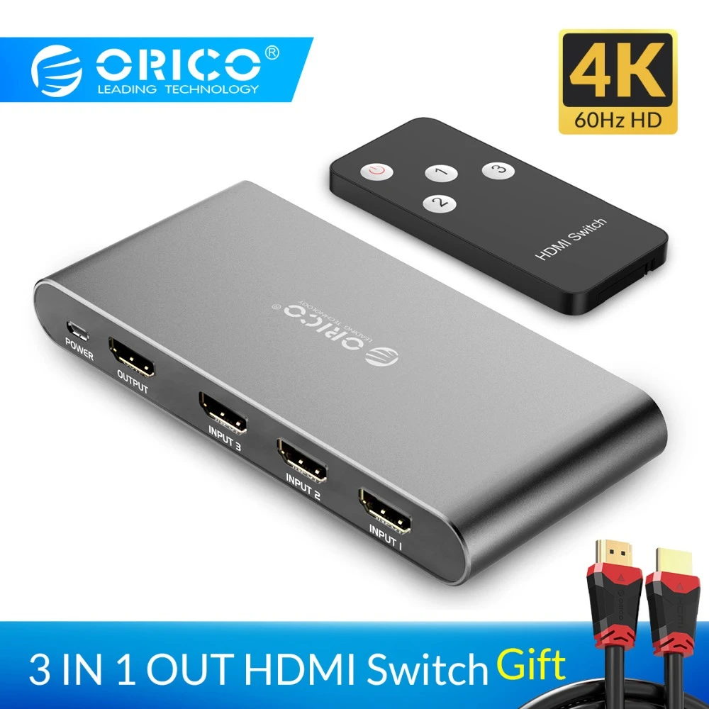 ORICO 3 Порты и разъёмы HDMI переключатель сплиттер 4 K 60 Гц HDMI 2,0 Коммутатор HDMI HD перфоратор для портативных ПК xbox 360 PS3 PS4 ТВ STB проектор