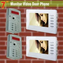 2 identificación Camera 2 Monitor de 7 ” LCD y vídeo portero portero automático timbre ID contraseña de desbloqueo del intercomunicador del timbre de control de acceso