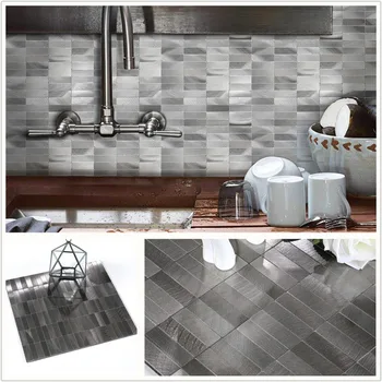 

Wholesale 4 Sheets Alloy Nordic Peel and Stick Wall Tiles Backsplashes Waterproof 3D Metal Wall Stickers for Wall Decor 30X30cm