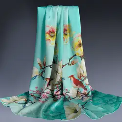 Атласные шелковые Шарфы для женщин, шелк Шарфы для женщин и платки 170x53 см