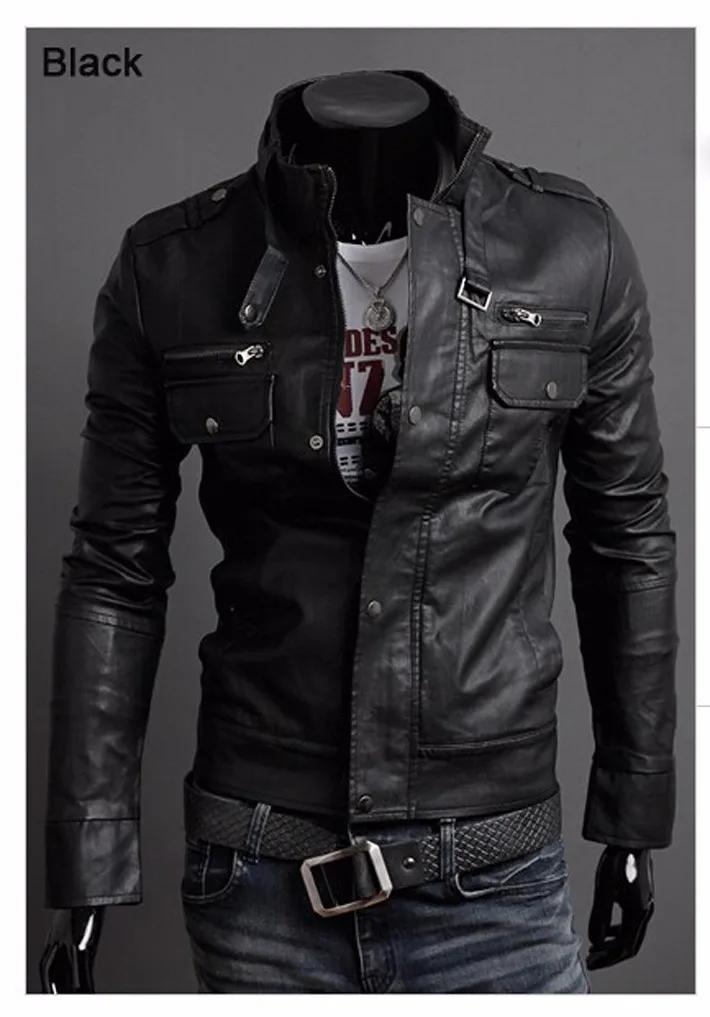 jaqueta couro slim fit