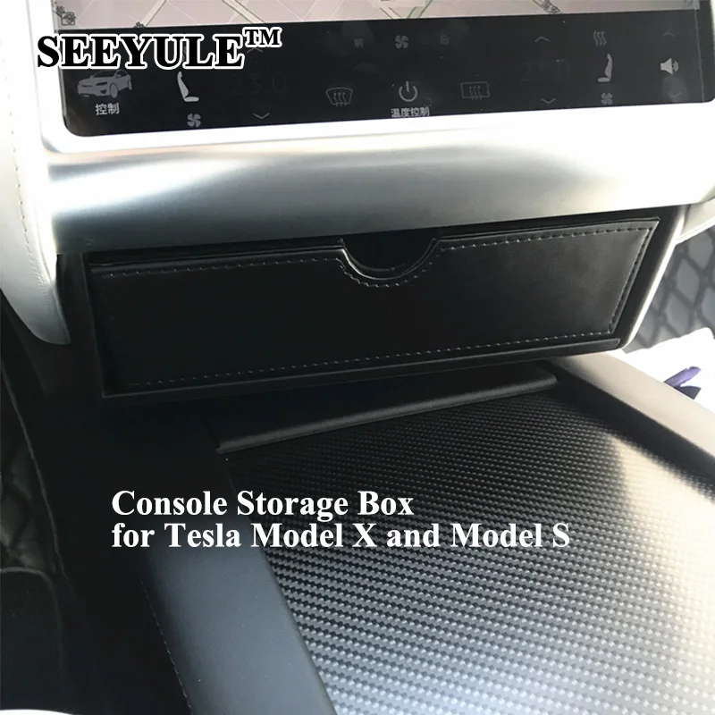 

1pc SEEYULE Car Center Console Storage Box Organizer Bag Drawer Container Accessories for Tesla Model X Model S 2014-2020