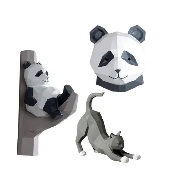 

Creative Wall Decoration Animal Head Figurines Hanging Soft Decorative Panda Wall Hanging Decorations Drop shipping