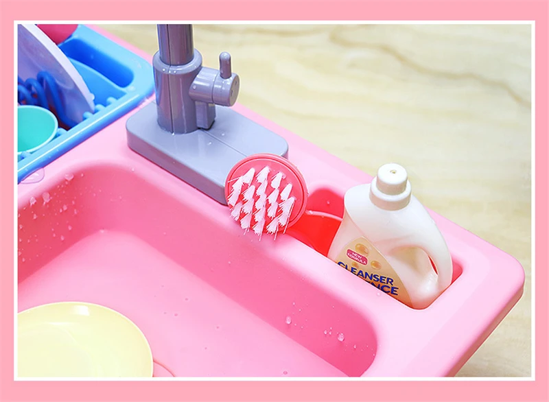 Игрушки для игрушечной кухни игровой дом стол для мытья посуды электрическая автоматическая циркуляционная раковина домашняя работа ролевой Игровой образовательный игрушки