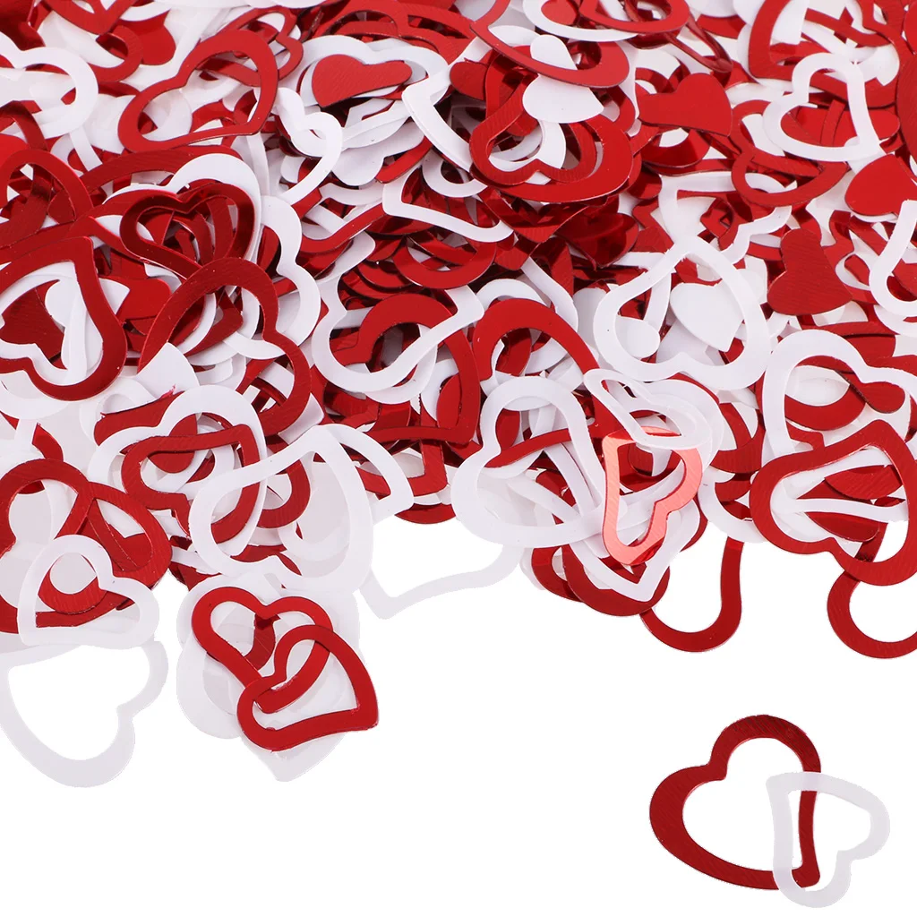 Glitter Heart Confetti Sprinkles Paper Table Confetti Dots for Wedding Birthday Party Decoration (Red, White, 16g)