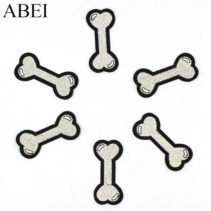 

10pcs/lot Embroidered Cartoon Bone Patches for Pets Clothes Iron On Funny Jeans Stickers Handmade Apparel Bags Appliques Badge
