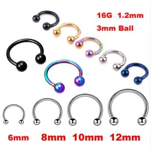 2 шт* 4 цвета хирургические из нержавеющей стали круговые штанги Подкова носа кольцо губ BCR пирсинг серьги козелок кольцо