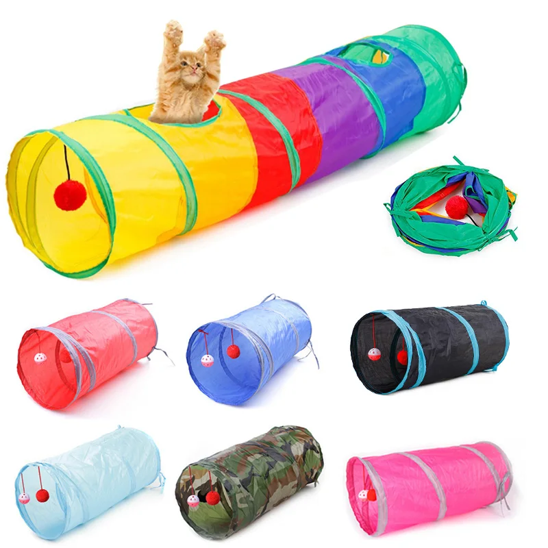 Cat Tunnel W Cat Toys Cat And Dog Petcare color: black|Camouflage|Pink|Rainbown Tunnel|Red|Sky Blue
