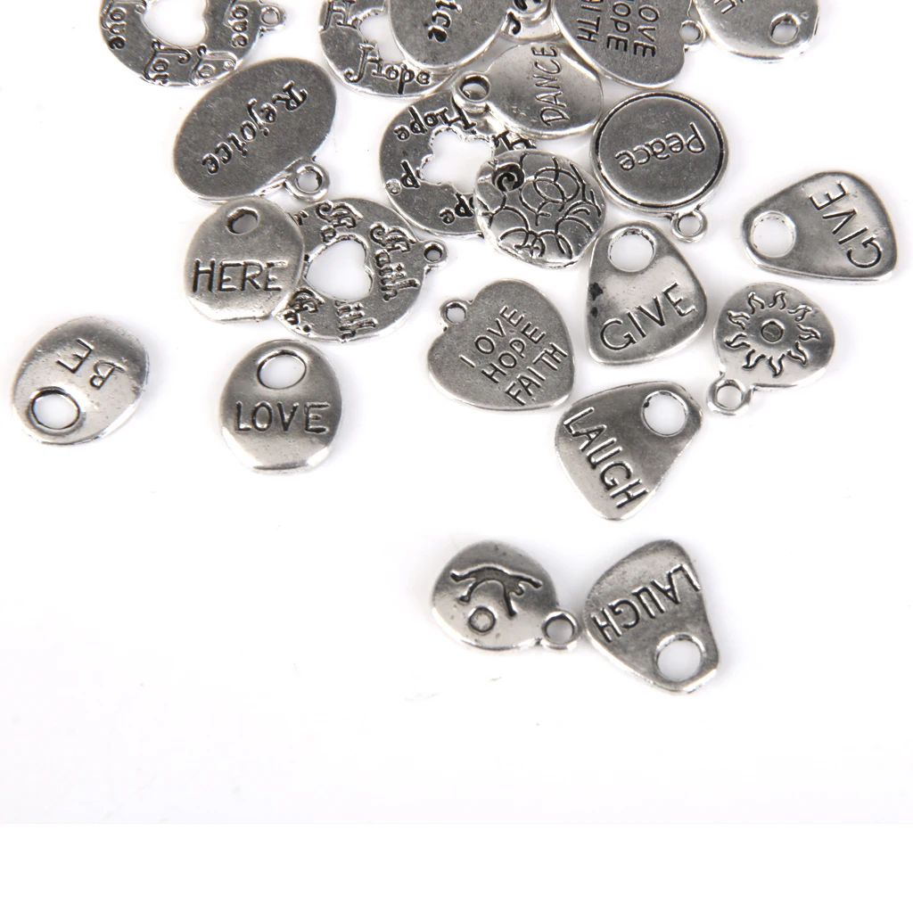 30 pcs Mixed Lots of Tibetan silver color Carved Letter Charms Pendants Necklace DIY Necklaces Bracelets Anklets