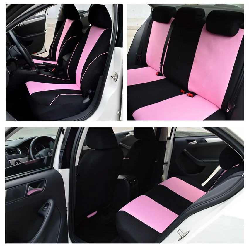 Лидер продаж полиэстер ткань автомобильные чехлы для сидений для женщин полный комплект розовый Бабочка вышивка Универсальный подходит для большинства автокресла стиль